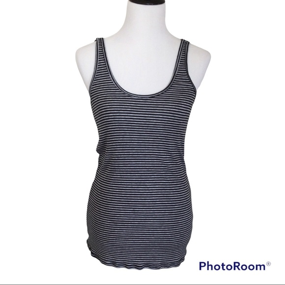 Victoria’s Secret Open Back Tank Top Black & Gray Stripe - Picture 1 of 8